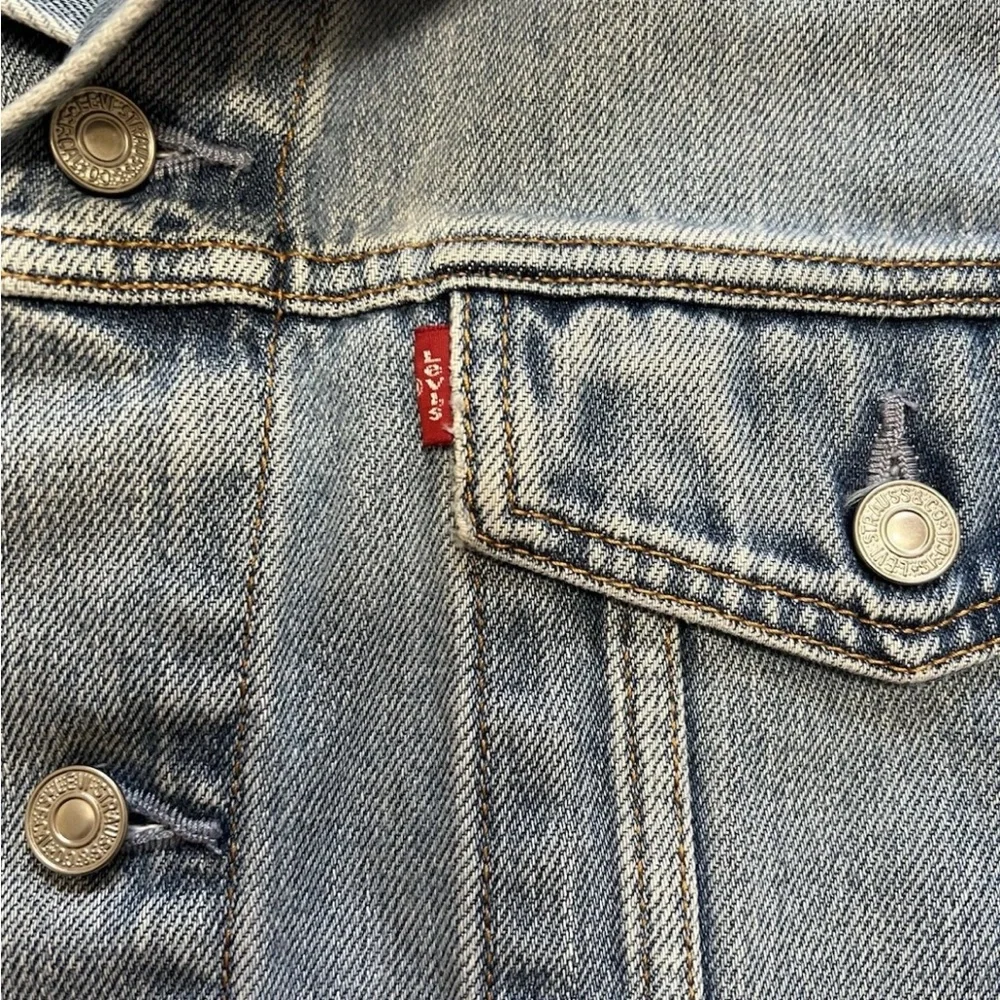Vtg Y2K Levi’s 70507-0389 Trucker Jacket Size L Light Blue Made in India - Picture 5 of 10